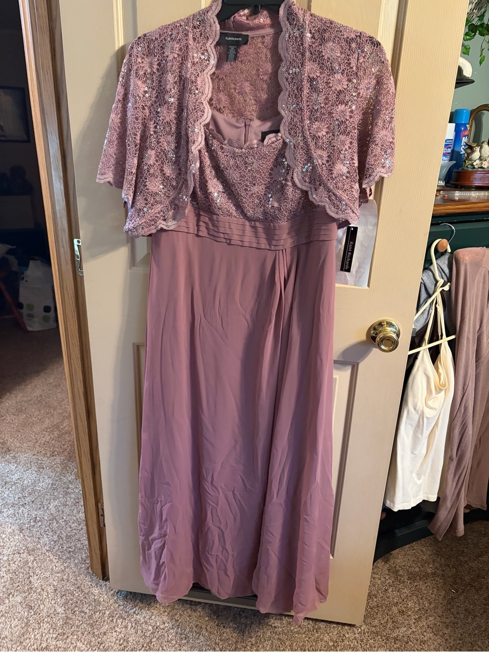 Alex Evenings Mauve Lace Bolero Evening Dress